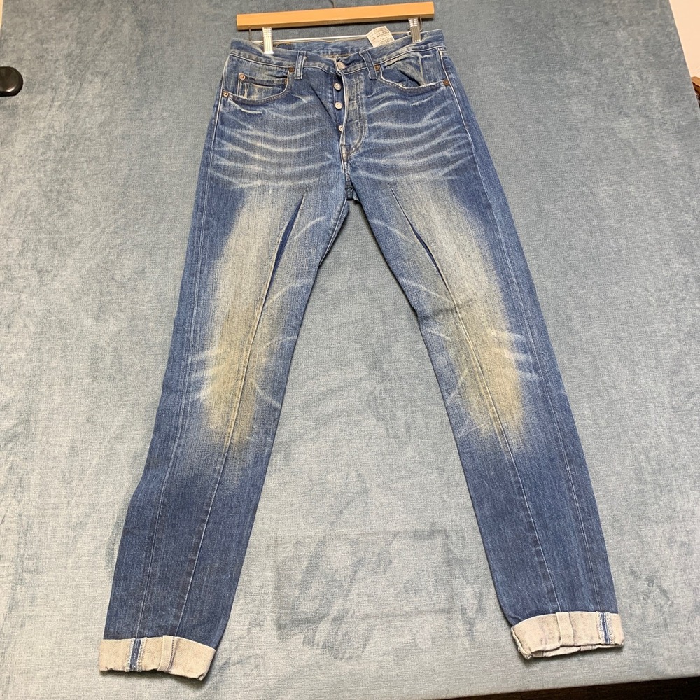 Levi's Jeans Womens 30x31 Blue Denim Cotton Pleated Front Button Fly Cuffed Hem